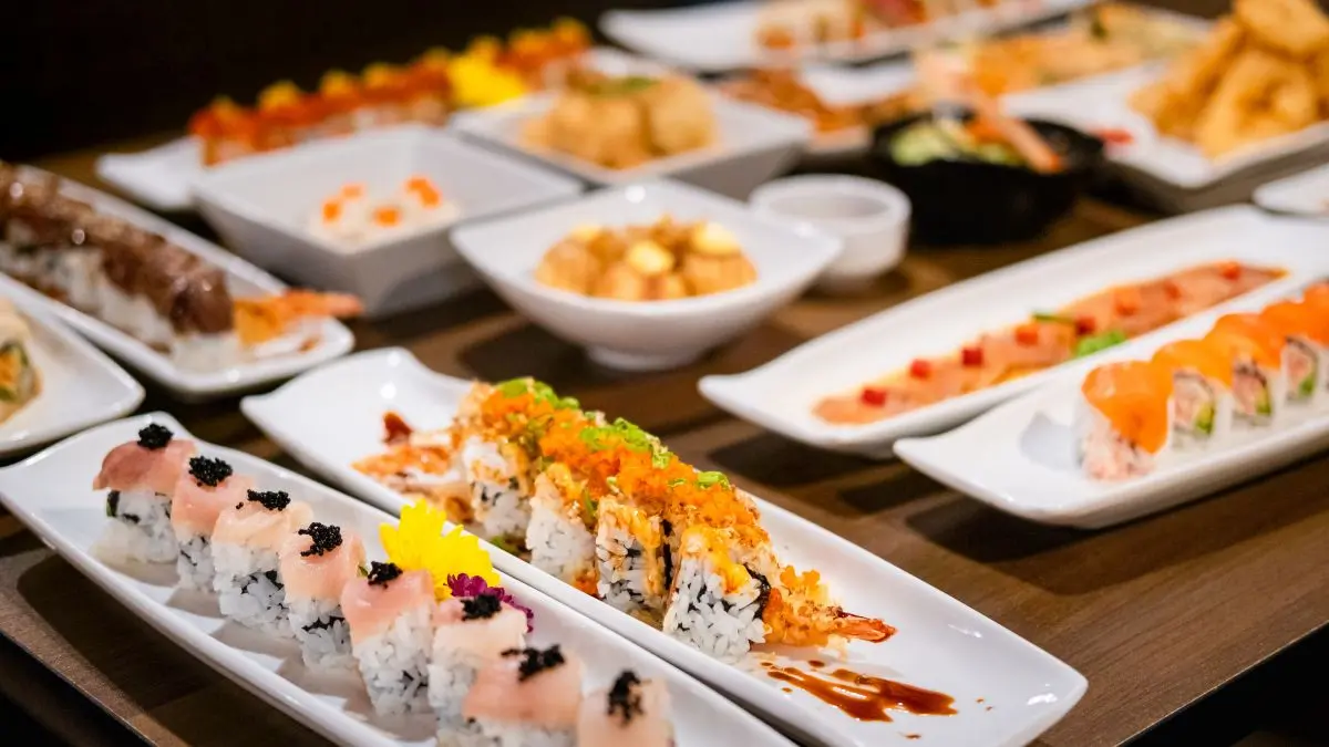 Assorted sushi rolls and appetizer platter at Toki, a Japanese Restaurant in Spring
